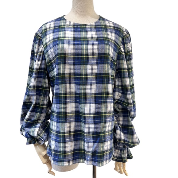 Batsheva blue tartan flannel  top - Picture 2 of 8